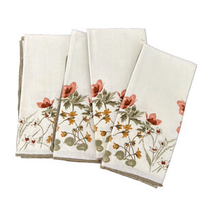 VTG Vera Neumann All Cotton Napkins Orange Poppies Floral